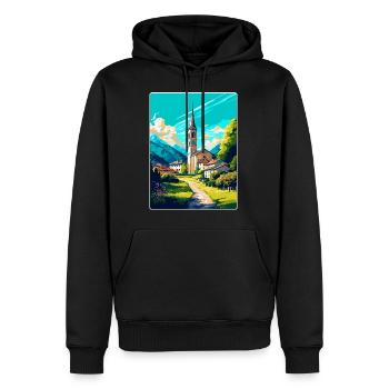 Hallein Autriche Affiche de voyage vintage souvenir WPA - Sweat à capuche Premium bio Homme - noir - Devant - Nico (187cm)