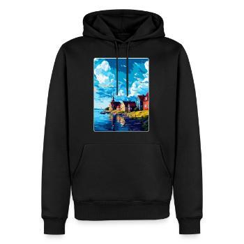 Trelleborg Suède Affiche de voyage vintage souvenir - Sweat à capuche Premium bio Homme - noir - Devant - Nico (187cm)