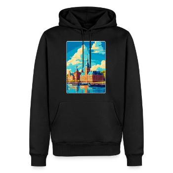 Helsingborg Suède Affiche de voyage vintage souvenir - Sweat à capuche Premium bio Homme - noir - Devant - Nico (187cm)