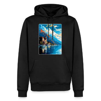 Montreux Schweiz Vintage Reiseplakat WPA Kunst - Männer Premium Bio Hoodie - Schwarz - Vorne - Nico (187cm)