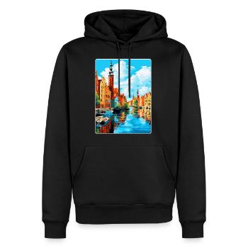 Danzig Polen Vintage Reiseposter WPA Souvenir - Männer Premium Bio Hoodie - Schwarz - Vorne - Nico (187cm)