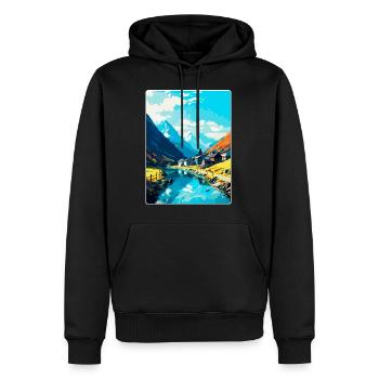 Andermatt Suisse Affiche de voyage vintage WPA - Sweat à capuche Premium bio Homme - noir - Devant - Nico (187cm)