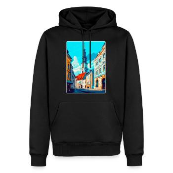 Czestochowa Pologne Affiche de voyage vintage souvenir - Sweat à capuche Premium bio Homme - noir - Devant - Nico (187cm)