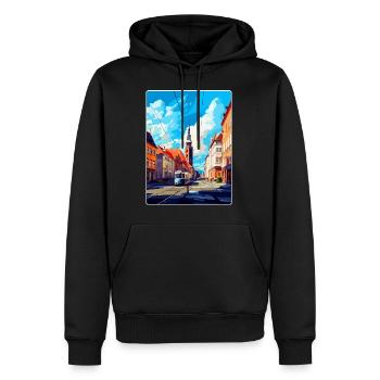 Affiche de voyage vintage d’Ostrava République tchèque WPA - Sweat à capuche Premium bio Homme - noir - Devant - Nico (187cm)
