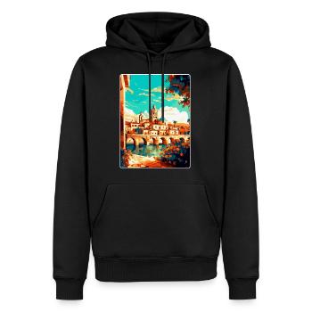 Cordoue Espagne Affiche de voyage vintage WPA Souvenir - Sweat à capuche Premium bio Homme - noir - Devant - Nico (187cm)