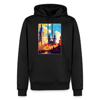 Prague République tchèque Affiche de voyage vintage WPA - Sweat à capuche Premium bio Homme - noir - Devant - Nico (187cm)
