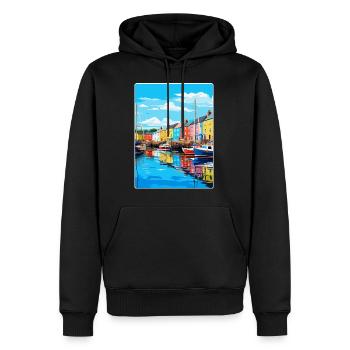 Plymouth Angleterre Royaume-Uni Affiche de voyage vintage souvenir - Sweat à capuche Premium bio Homme - noir - Devant - Nico (187cm)