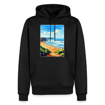 Perranporth Beach Angleterre Royaume-Uni Voyage Affiche WPA Art - Sweat à capuche Premium bio Homme - noir - Devant - Nico (187cm)