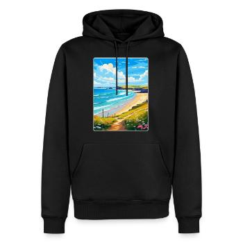 Daymer Bay Cornwall England Uk Travel Poster WPA - Men’s Premium Organic Hoodie - black - Front - Nico (187cm)