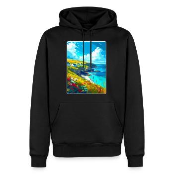 Cornwall England Uk Vintage Travel Poster Souvenir - Men’s Premium Organic Hoodie - black - Front - Nico (187cm)