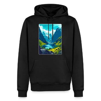 Die Fjorde Norwegen Vintage Reiseplakat Souvenir - Männer Premium Bio Hoodie - Schwarz - Vorne - Nico (187cm)