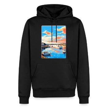 Poole Harbour England Uk Vintage Reiseposter WPA - Männer Premium Bio Hoodie - Schwarz - Vorne - Nico (187cm)