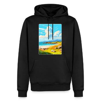 Île de Barra, Écosse, Royaume-Uni, Affiche de voyage vintage - Sweat à capuche Premium bio Homme - noir - Devant - Nico (187cm)