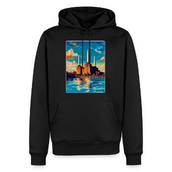 Battersea Londres Angleterre Royaume-Uni Affiche de voyage vintage - Sweat à capuche Premium bio Homme - noir - Devant - Nico (187cm)
