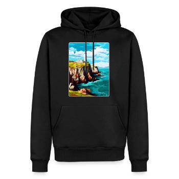 South Stack Cliffs Anglesey Affiche de voyage vintage - Sweat à capuche Premium bio Homme - noir - Devant - Nico (187cm)