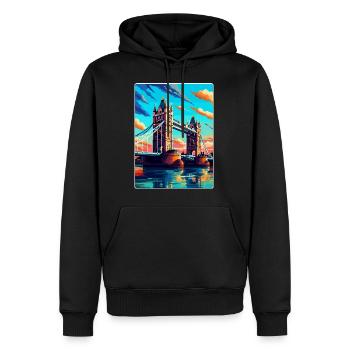 Tower Bridge Angleterre Royaume-Uni Affiche de voyage vintage WPA - Sweat à capuche Premium bio Homme - noir - Devant - Nico (187cm)