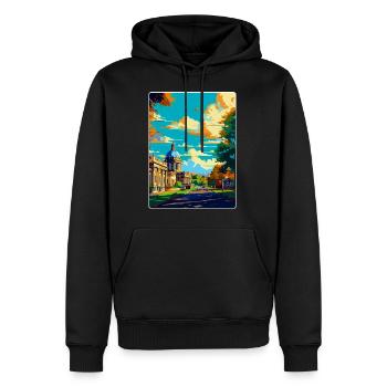 Greenwich Londres Angleterre Royaume-Uni Affiche de voyage vintage - Sweat à capuche Premium bio Homme - noir - Devant - Nico (187cm)