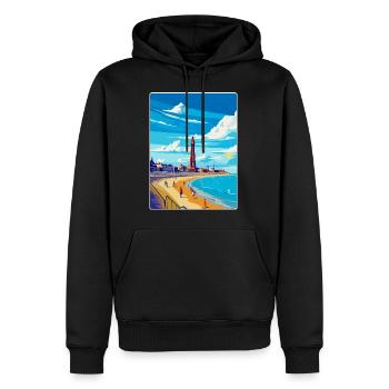 Blackpool Uk Vintage Reiseposter WPA Souvenir - Männer Premium Bio Hoodie - Schwarz - Vorne - Nico (187cm)