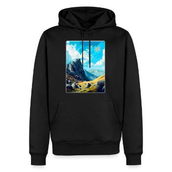 Glyder Fach Pays de Galles Royaume-Uni Affiche de voyage vintage WPA Art - Sweat à capuche Premium bio Homme - noir - Devant - Nico (187cm)
