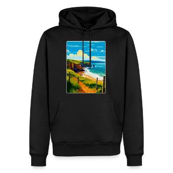Devon West Country Vintage Reiseposter Souvenir - Männer Premium Bio Hoodie - Schwarz - Vorne - Nico (187cm)