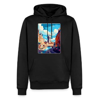 Exeter England Uk Vintage Travel Poster Souvenir - Men’s Premium Organic Hoodie - black - Front - Nico (187cm)