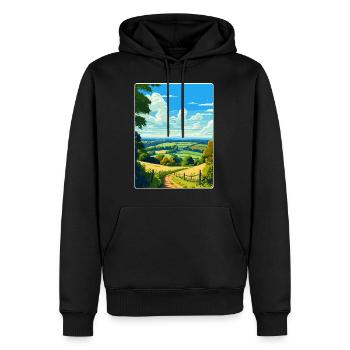 Surrey Hills Vintage Reiseposter Souvenir WPA - Männer Premium Bio Hoodie - Schwarz - Vorne - Nico (187cm)