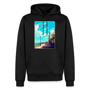 Brighton England Uk Vintage Reise Poster Souvenir - Männer Premium Bio Hoodie - Schwarz - Vorne - Nico (187cm)
