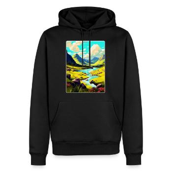 Die Highlands Schottland Großbritannien Reise Poster Souvenir - Männer Premium Bio Hoodie - Schwarz - Vorne - Nico (187cm)