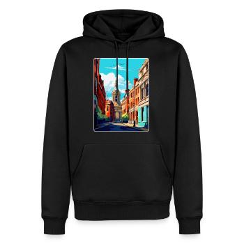 Leeds England Uk Vintage Reise Poster Souvenir - Männer Premium Bio Hoodie - Schwarz - Vorne - Nico (187cm)