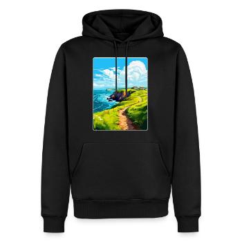 St Davids Head Wales Uk Reise Poster Souvenir WPA - Männer Premium Bio Hoodie - Schwarz - Vorne - Nico (187cm)