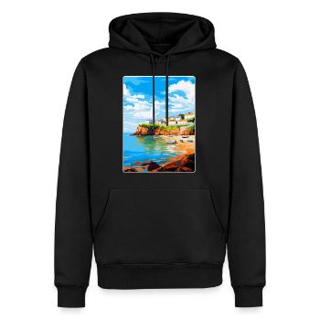 Portscatho Cornwall England Uk Travel Poster WPA - Men’s Premium Organic Hoodie - black - Front - Nico (187cm)