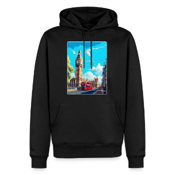 Big Ben London England Großbritannien Reise Poster Souvenir - Männer Premium Bio Hoodie - Schwarz - Vorne - Nico (187cm)