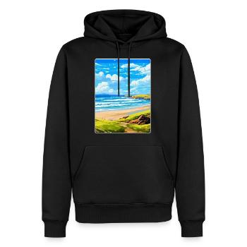Constantine Bay Cornwall England Uk Travel Poster - Men’s Premium Organic Hoodie - black - Front - Nico (187cm)