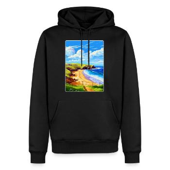Holywell Bay Cornwall England Uk Travel Poster WPA - Men’s Premium Organic Hoodie - black - Front - Nico (187cm)