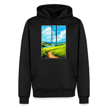 Lerryn Cornwall England Uk Travel Poster Souvenir - Men’s Premium Organic Hoodie - black - Front - Nico (187cm)