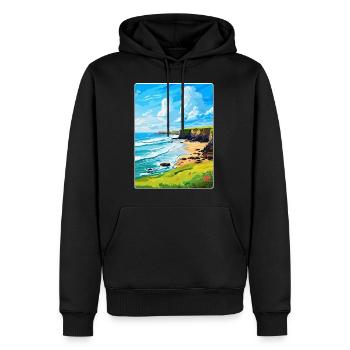 Bude Cornwall England Uk Travel Poster Souvenir - Men’s Premium Organic Hoodie - black - Front - Nico (187cm)