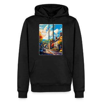 Skipton England Uk Vintage Reiseposter Souvenir - Männer Premium Bio Hoodie - Schwarz - Vorne - Nico (187cm)