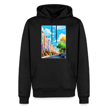 Notting Hill Londres Angleterre Royaume-Uni Affiche de voyage WPA - Sweat à capuche Premium bio Homme - noir - Devant - Nico (187cm)
