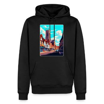 Hereford, England, Vereinigtes Königreich, Vintage, Reiseposter, Souvenir - Männer Premium Bio Hoodie - Schwarz - Vorne - Nico (187cm)