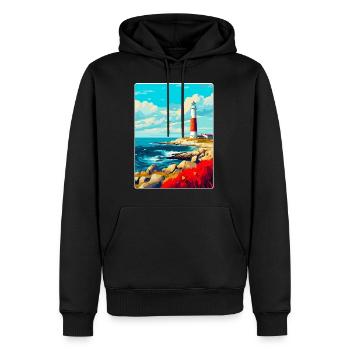 Portland Bill England Uk Reiseplakat Souvenir - Männer Premium Bio Hoodie - Schwarz - Vorne - Nico (187cm)