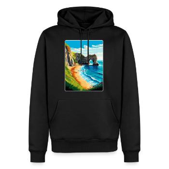 Durdle Door Angleterre Royaume-Uni Affiche de voyage Souvenir WPA - Sweat à capuche Premium bio Homme - noir - Devant - Nico (187cm)