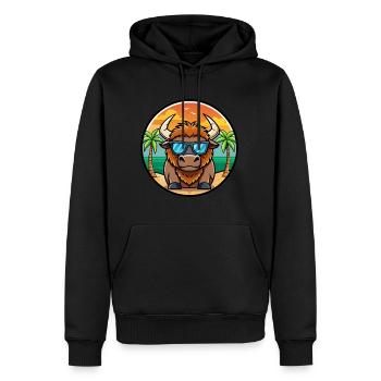 Bison Lustige Cartoon Sommer Strand Sonnenbrille Cool - Männer Premium Bio Hoodie - Schwarz - Vorne - Nico (187cm)