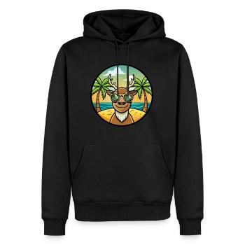 Hirsch Lustige Cartoon Sommer Strand Sonnenbrille Aufkleber - Männer Premium Bio Hoodie - Schwarz - Vorne - Nico (187cm)