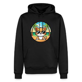 Chaton Drôle Dessin Animé Plage D’été Lunettes De Soleil Cool - Sweat à capuche Premium bio Homme - noir - Devant - Nico (187cm)