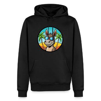 Âne Drôle Dessin Animé Plage D’été Lunettes De Soleil Cool - Sweat à capuche Premium bio Homme - noir - Devant - Nico (187cm)