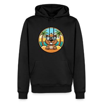 Castor Drôle Dessin Animé Plage D’été Lunettes De Soleil Cool - Sweat à capuche Premium bio Homme - noir - Devant - Nico (187cm)