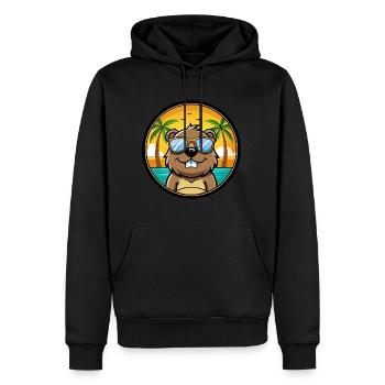 Castor Drôle Dessin Animé Plage D’été Lunettes De Soleil Cool - Sweat à capuche Premium bio Homme - noir - Devant - Nico (187cm)