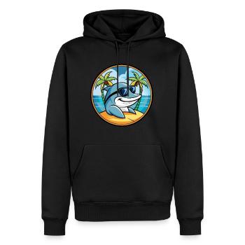 Delfin Lustige Cartoon Sommer Strand Sonnenbrille Cool - Männer Premium Bio Hoodie - Schwarz - Vorne - Nico (187cm)