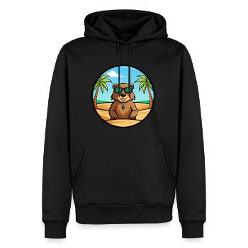 Marmotte Drôle Dessin Animé Plage Été Lunettes de soleil - Sweat à capuche Premium bio Homme - noir - Devant - Nico (187cm)