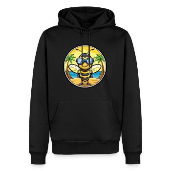 Biene Lustige Cartoon Sommer Strand Sonnenbrille Aufkleber - Männer Premium Bio Hoodie - Schwarz - Vorne - Nico (187cm)